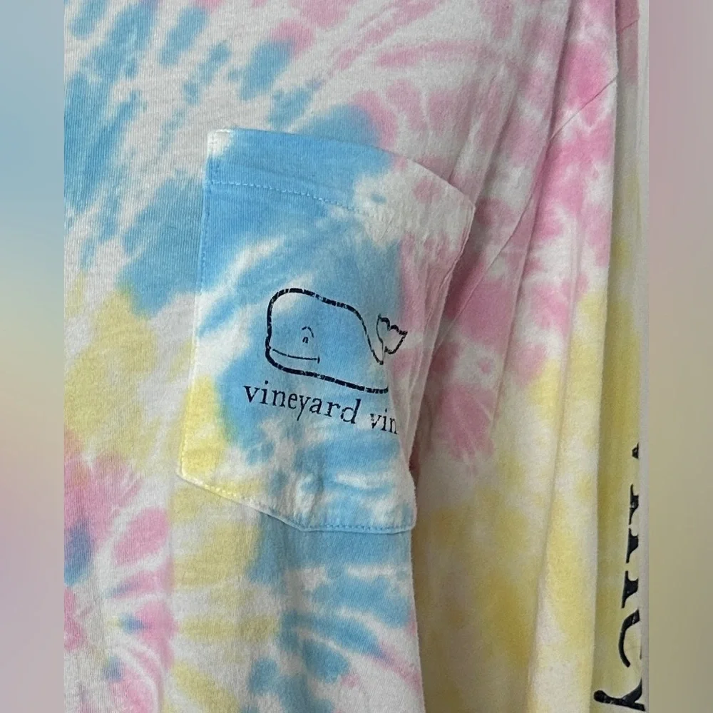 Vineyard Vines Pastel Tie Dye Long Sleeve Whale with Pocket Size S -A - Picture 4 of 5
